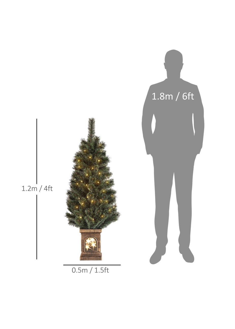 HOMCOM 4FT Lit Potted Christmas Tree