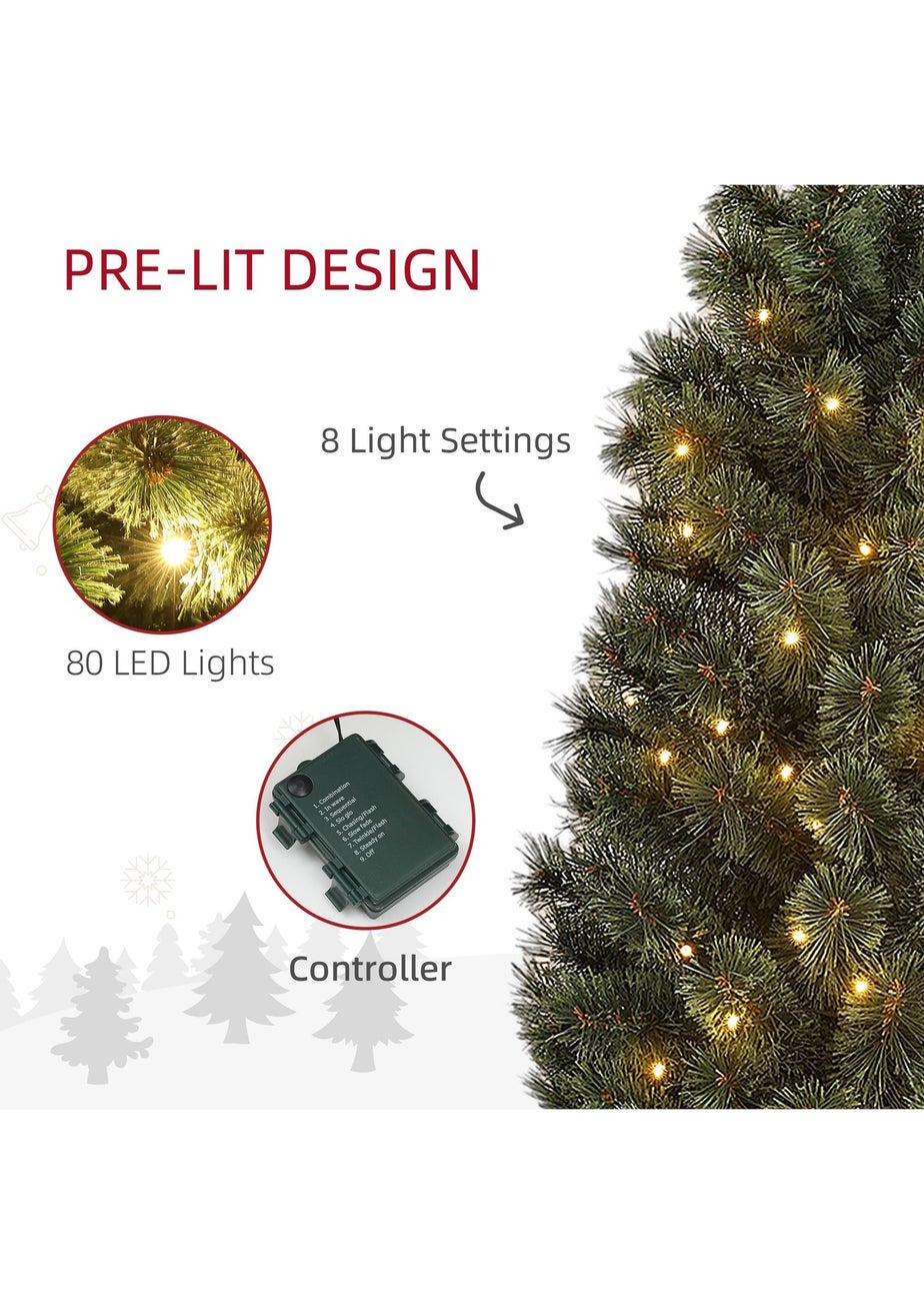 HOMCOM 4FT Lit Potted Christmas Tree