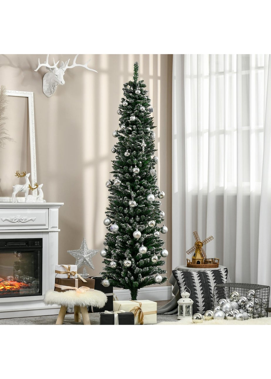 HOMCOM 6FT Slim Snow Tip Christmas Tree
