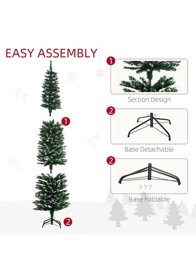 HOMCOM 6FT Slim Snow Tip Christmas Tree