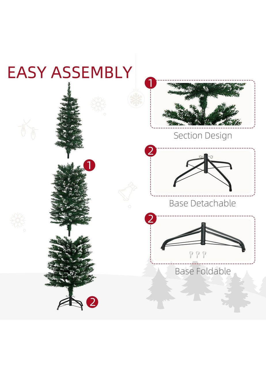 HOMCOM 6FT Slim Snow Tip Christmas Tree