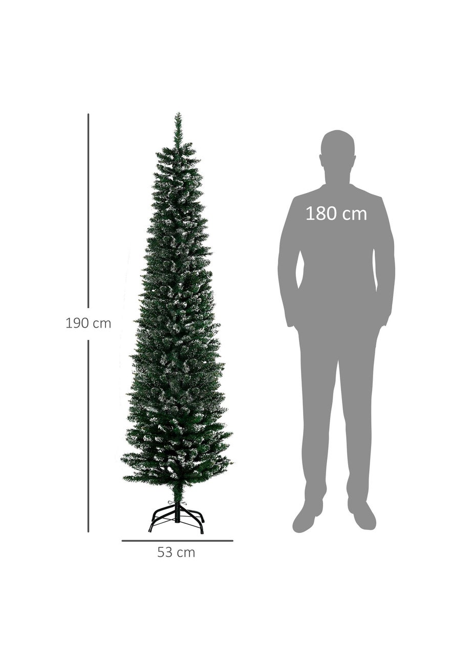 HOMCOM 6FT Slim Snow Tip Christmas Tree