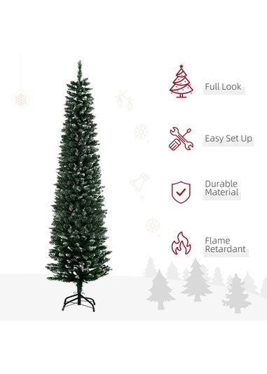 HOMCOM 6FT Slim Snow Tip Christmas Tree