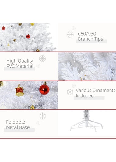 HOMCOM 5FT White Decor Christmas Tree