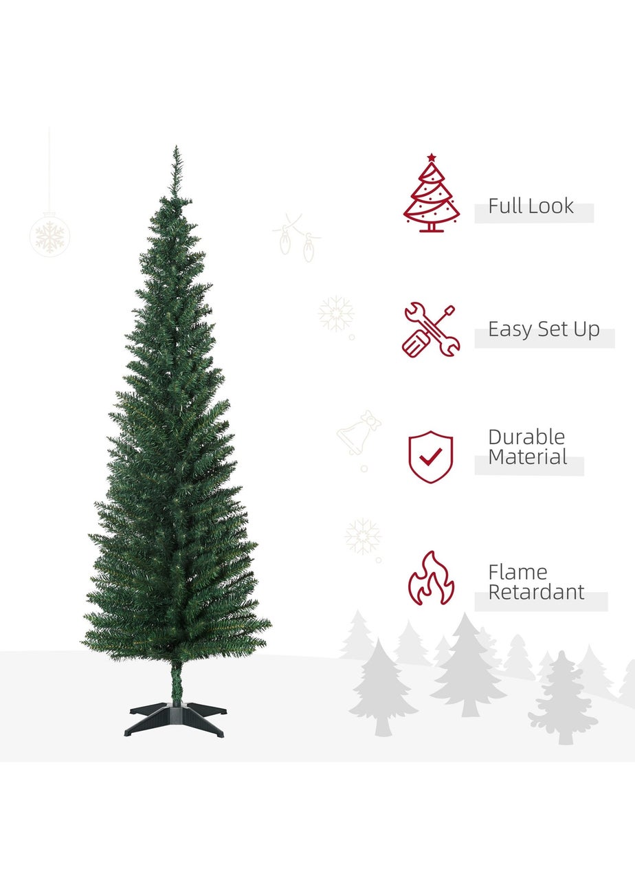 HOMCOM Green 6FT Slim Christmas Tree