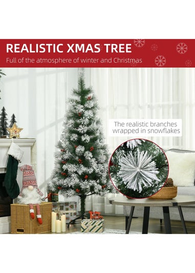 HOMCOM 5FT Snow Pine Christmas Tree