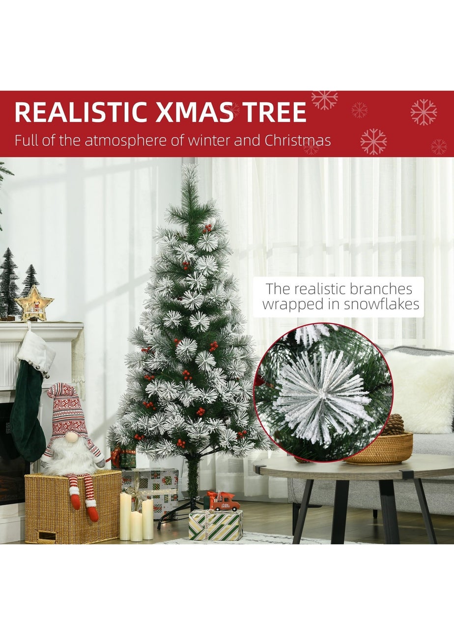HOMCOM 5FT Snow Pine Christmas Tree