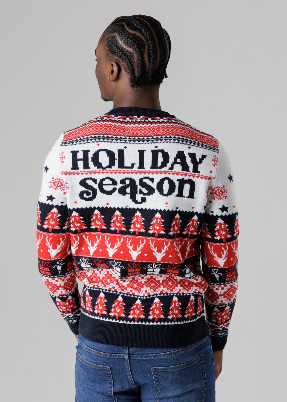 Tokyo Laundry Navy Festive Jacquard Crew Neck Jumper