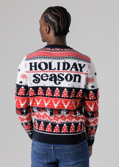 Tokyo Laundry Navy Festive Jacquard Crew Neck Jumper
