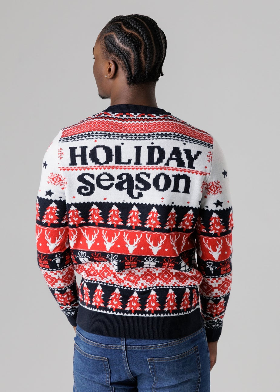 Tokyo Laundry Navy Festive Jacquard Crew Neck Jumper