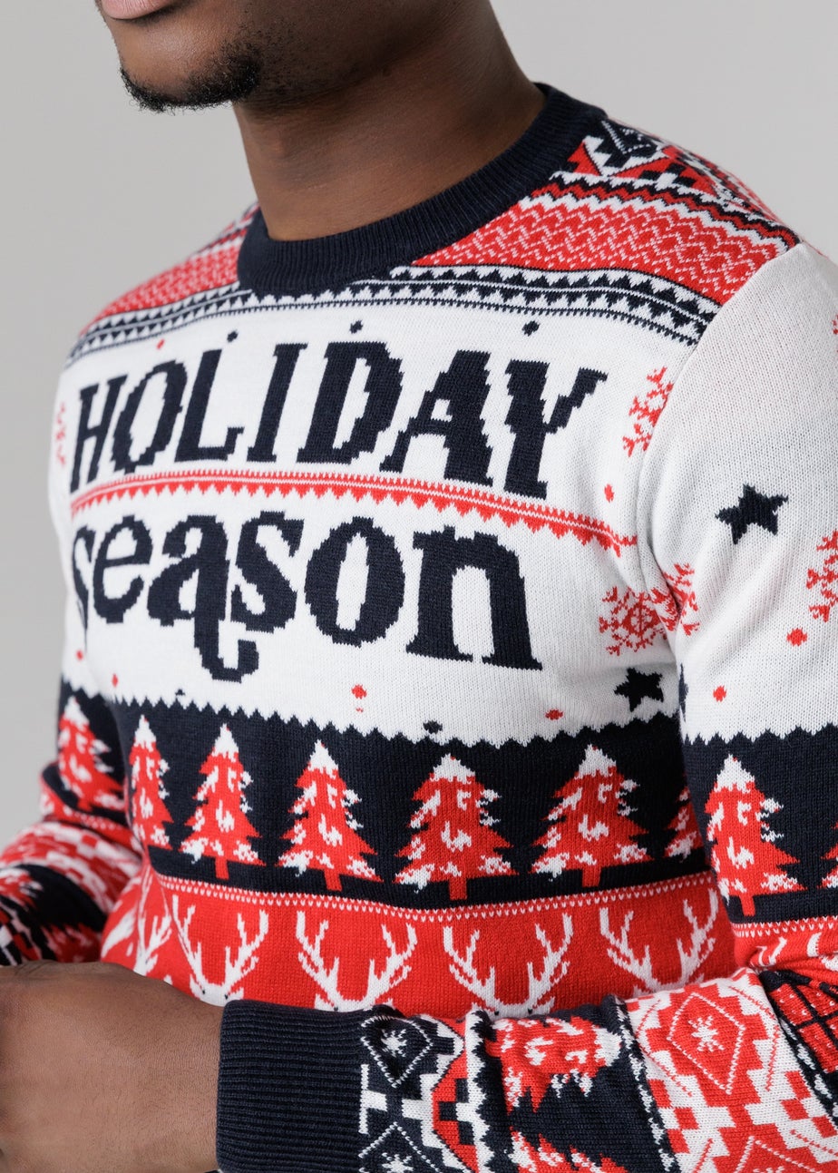Tokyo Laundry Navy Festive Jacquard Crew Neck Jumper