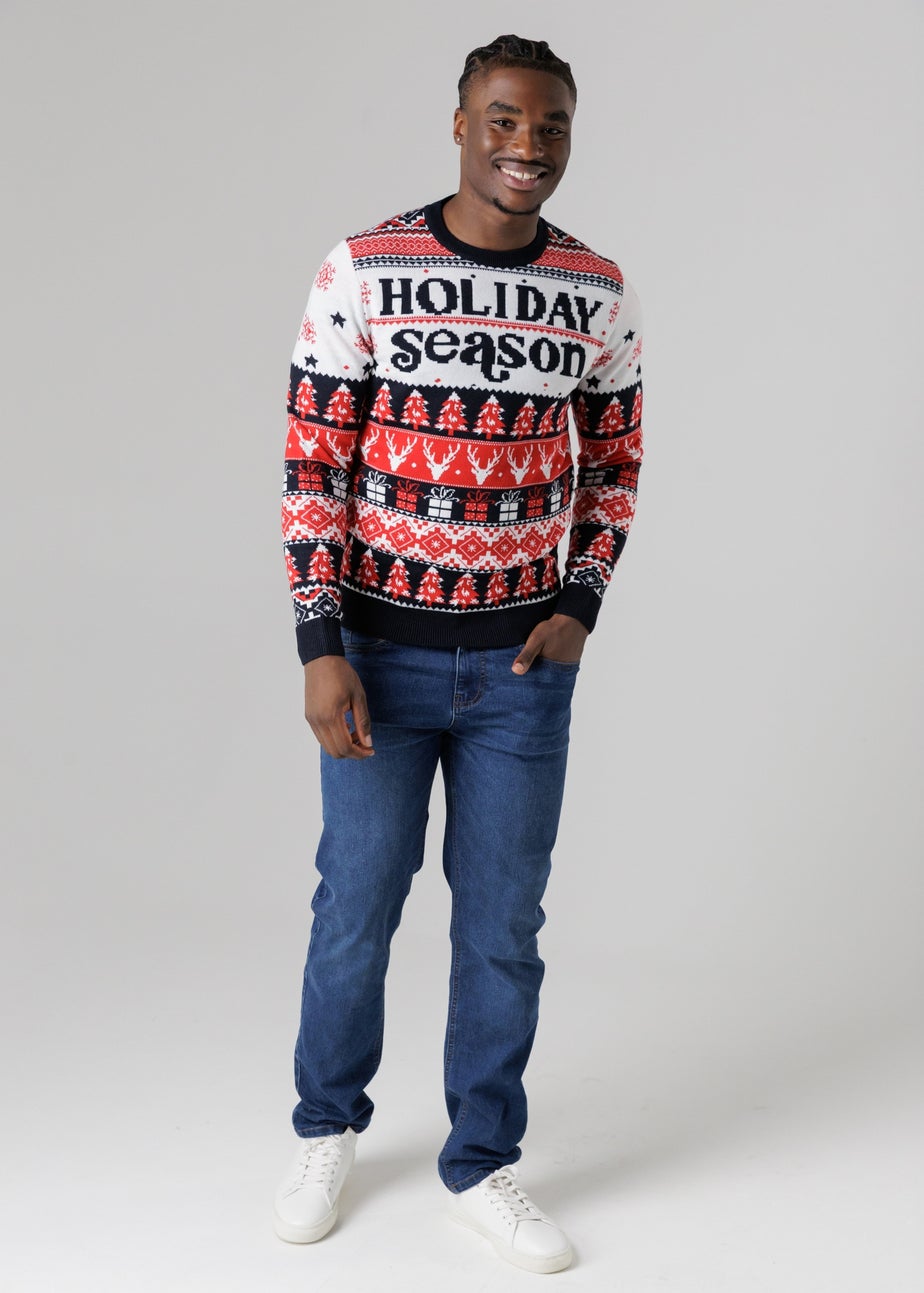 Tokyo Laundry Navy Festive Jacquard Crew Neck Jumper