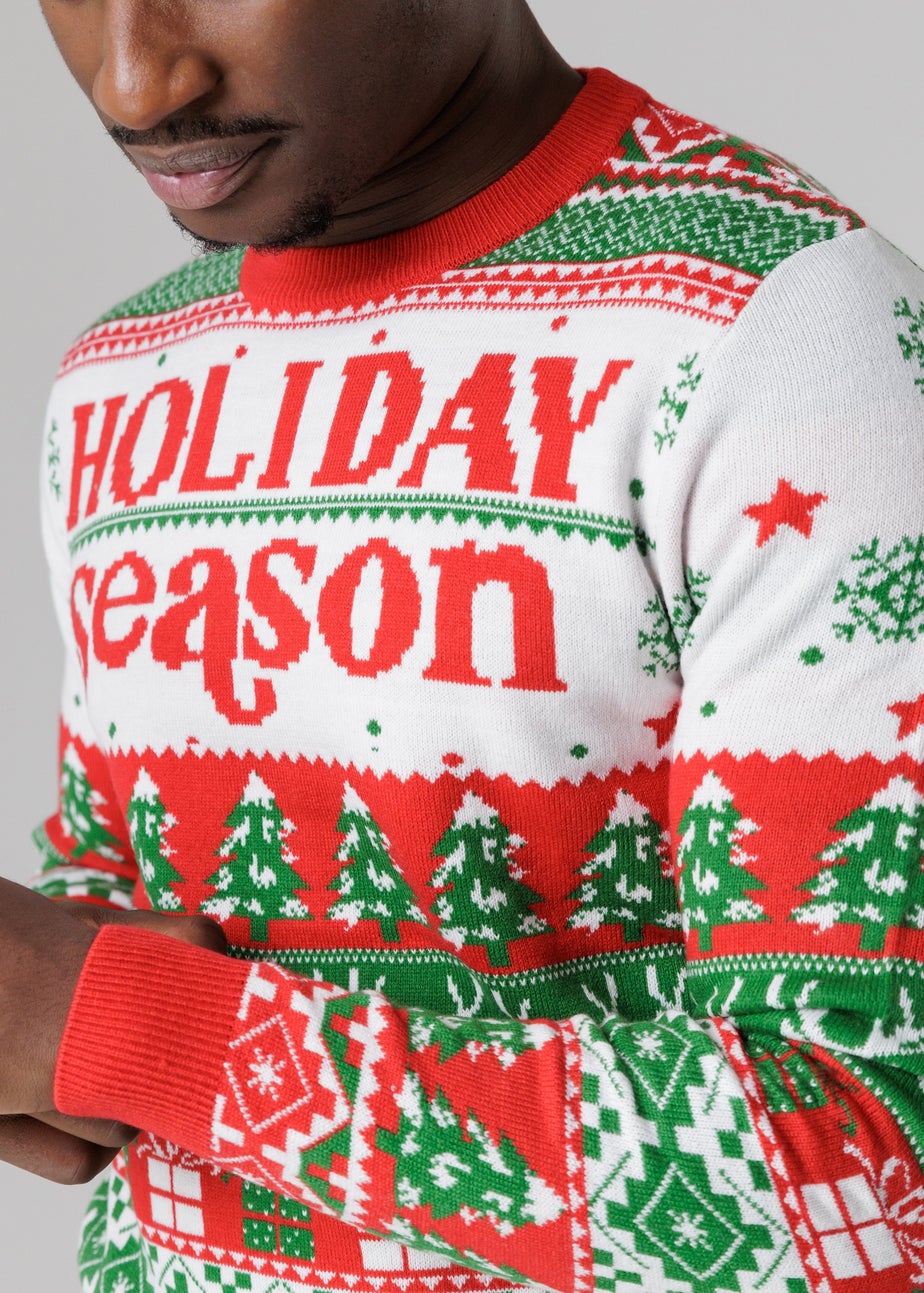 Tokyo Laundry Red Festive Jacquard Crew Neck Jumper