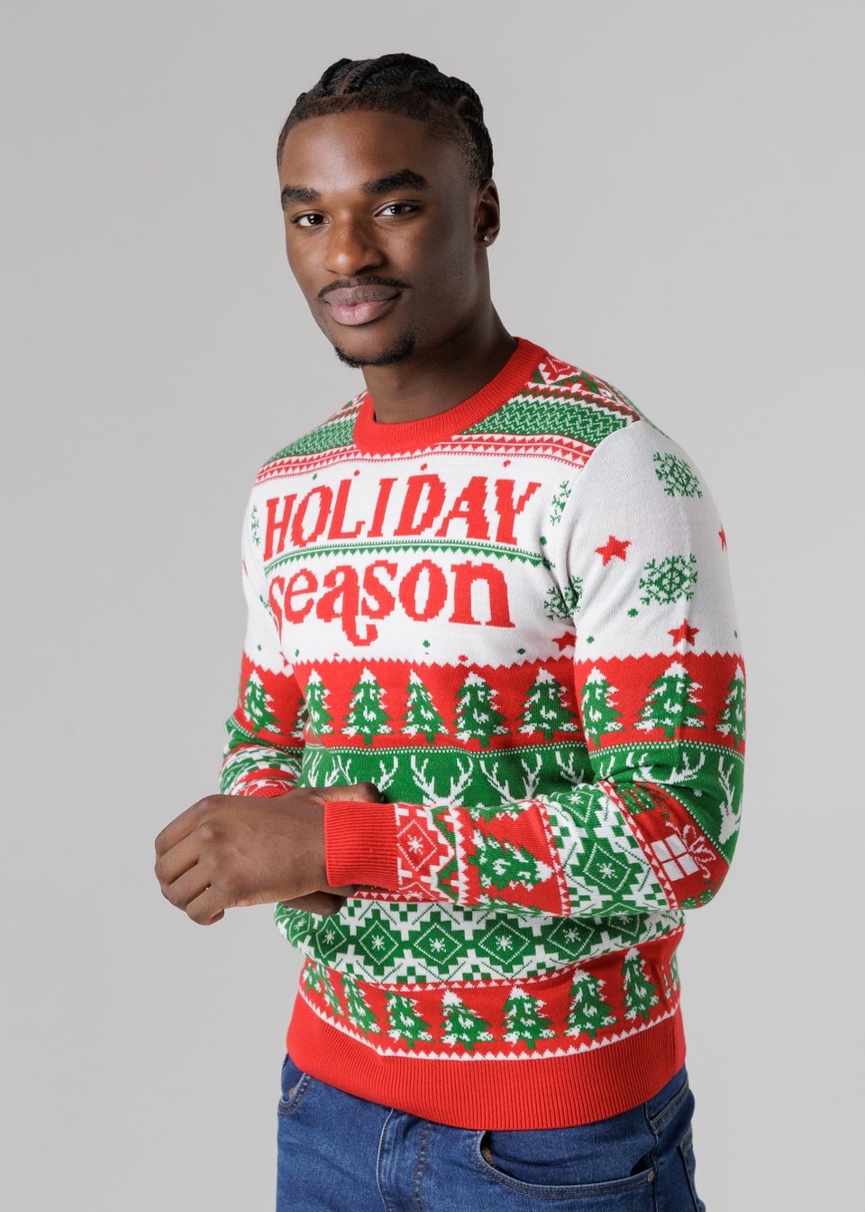 Tokyo Laundry Red Festive Jacquard Crew Neck Jumper