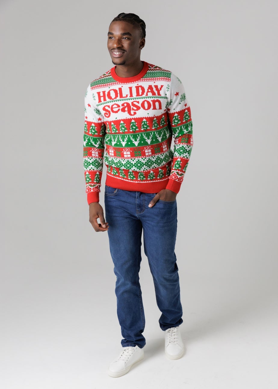 Tokyo Laundry Red Festive Jacquard Crew Neck Jumper