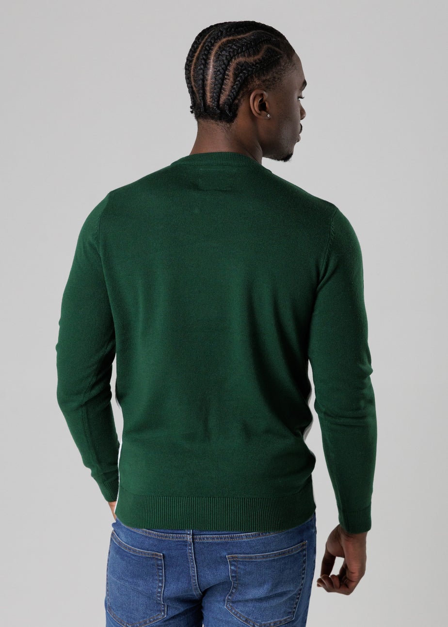Tokyo Laundry Green Festive Jacquard Crew Neck Jumper