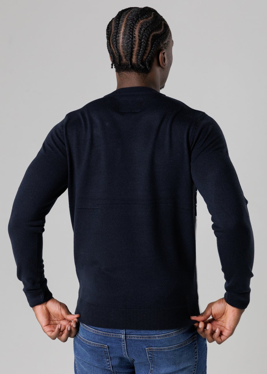 Tokyo Laundry Navy Festive Jacquard Crew Neck Jumper
