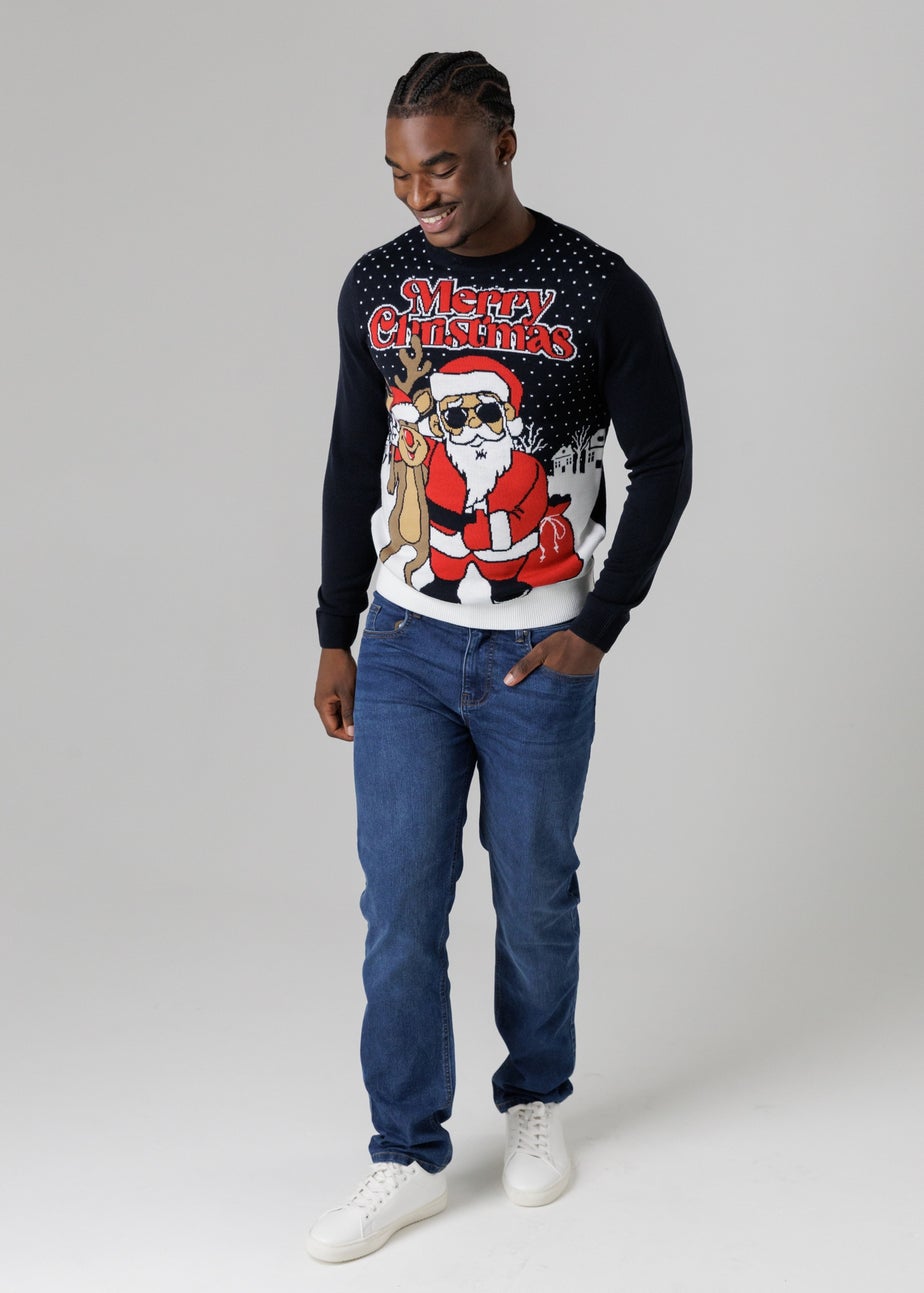 Tokyo Laundry Navy Festive Jacquard Crew Neck Jumper