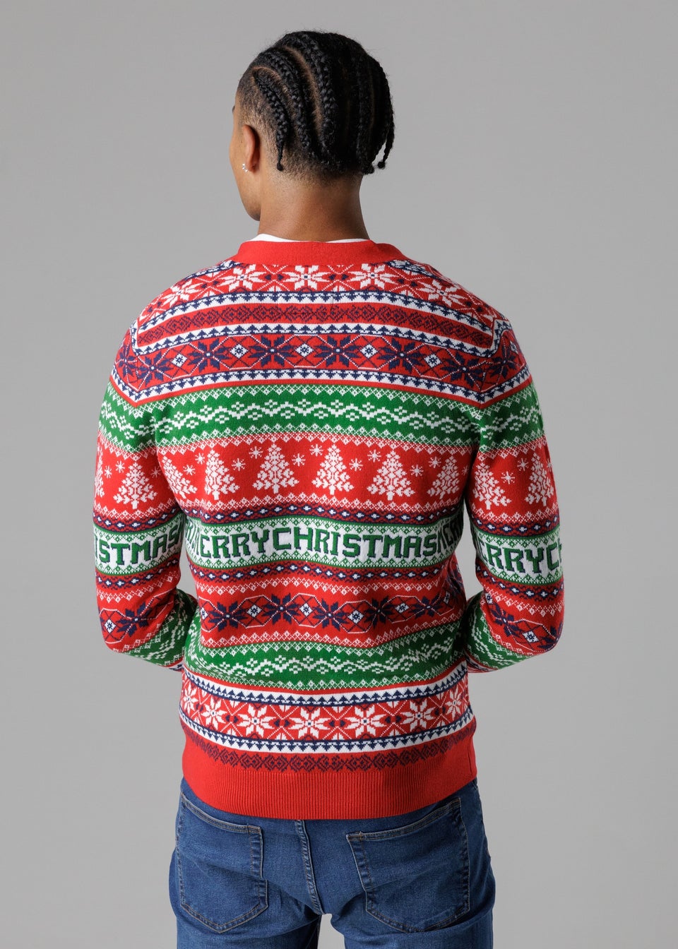 Tokyo Laundry Red Festive Jacquard V-Neck Cardigan