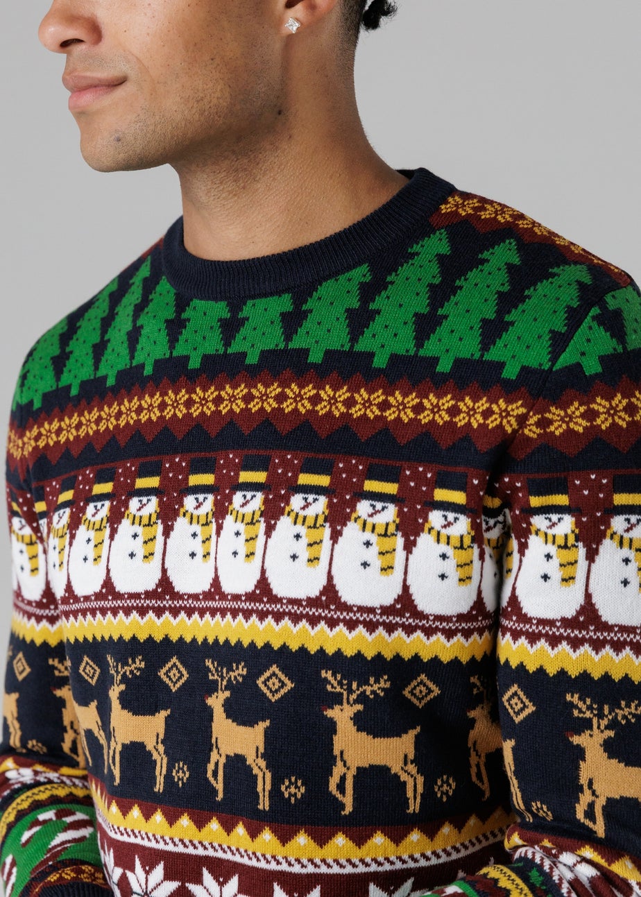 Tokyo Laundry Navy Festive Jacquard Crew Neck Jumper