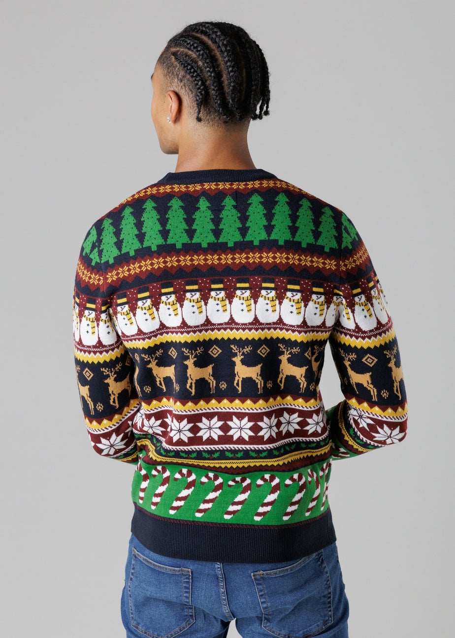 Tokyo Laundry Navy Festive Jacquard Crew Neck Jumper