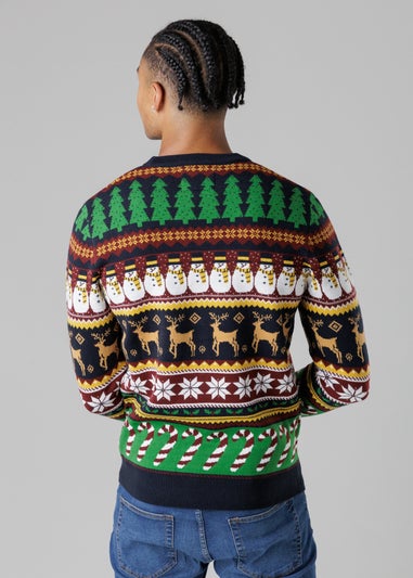 Tokyo Laundry Navy Festive Jacquard Crew Neck Jumper