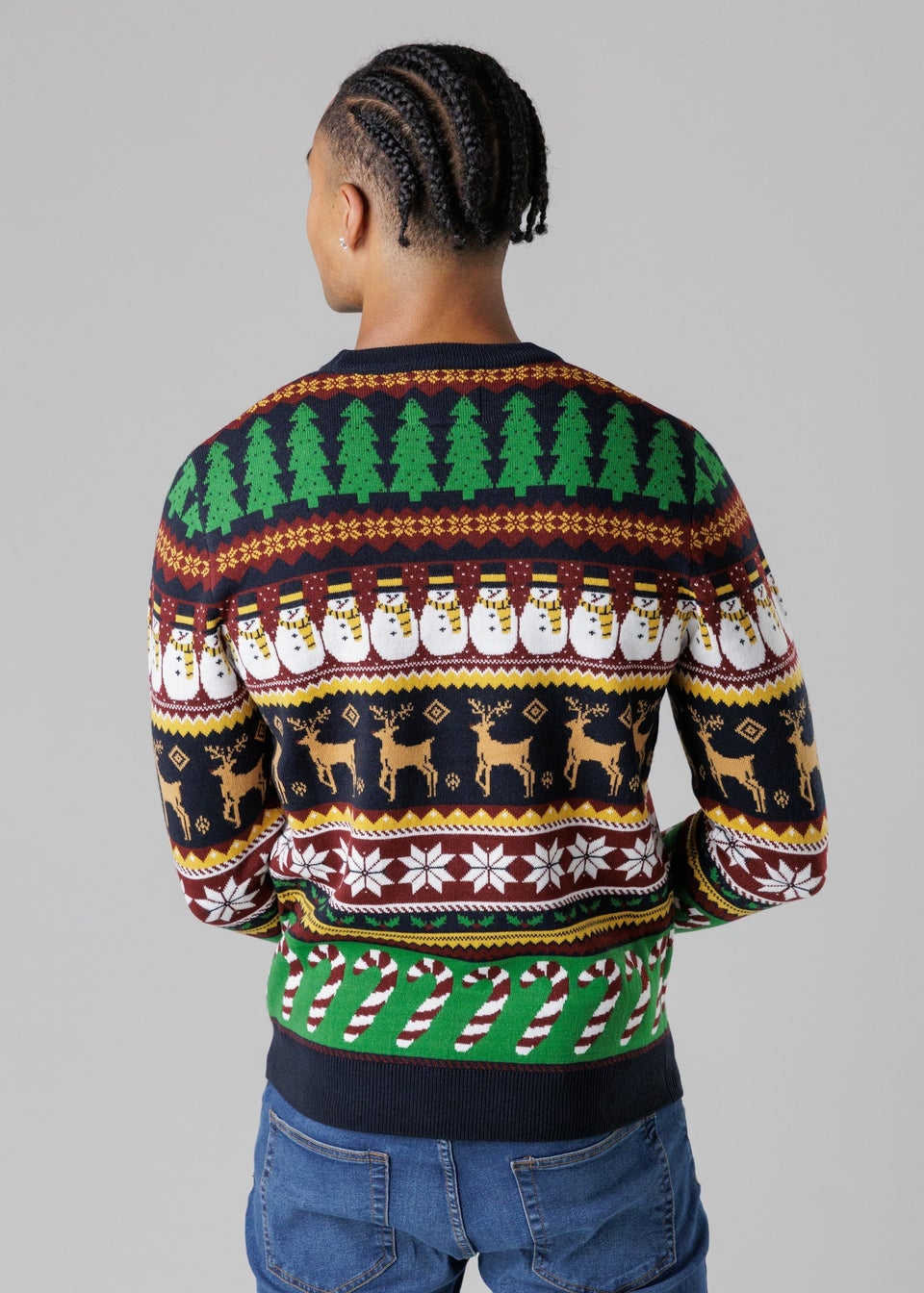 Tokyo Laundry Navy Festive Jacquard Crew Neck Jumper