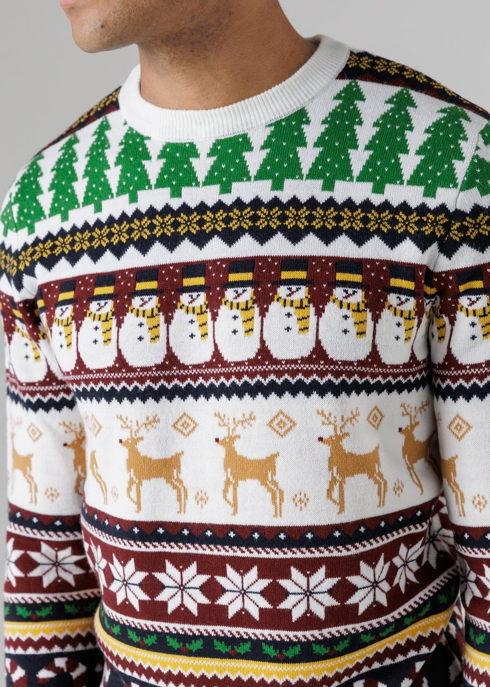 Tokyo Laundry Ecru Festive Jacquard Crew Neck Jumper