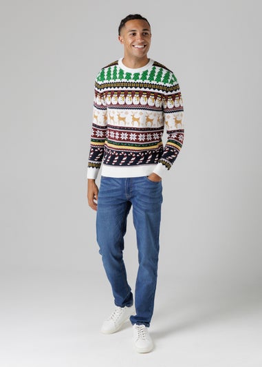 Tokyo Laundry Ecru Festive Jacquard Crew Neck Jumper