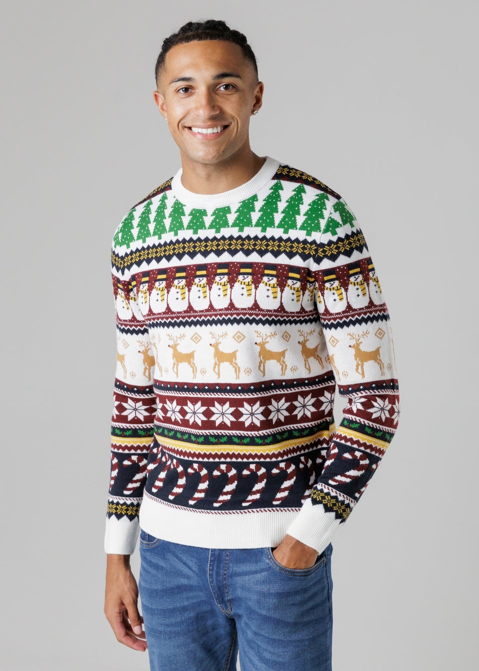 Tokyo Laundry Ecru Festive Jacquard Crew Neck Jumper