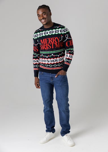 Tokyo Laundry Navy Festive Jacquard Crew Neck Jumper