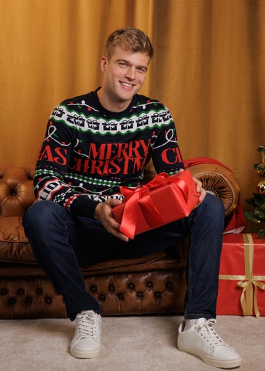 Tokyo Laundry Navy Festive Jacquard Crew Neck Jumper