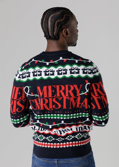 Tokyo Laundry Navy Festive Jacquard Crew Neck Jumper