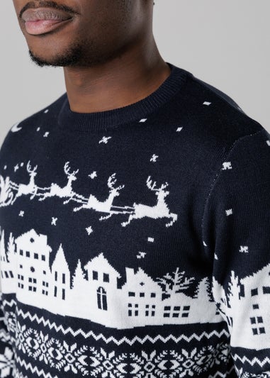 Tokyo Laundry Navy Festive Jacquard Crew Neck Jumper