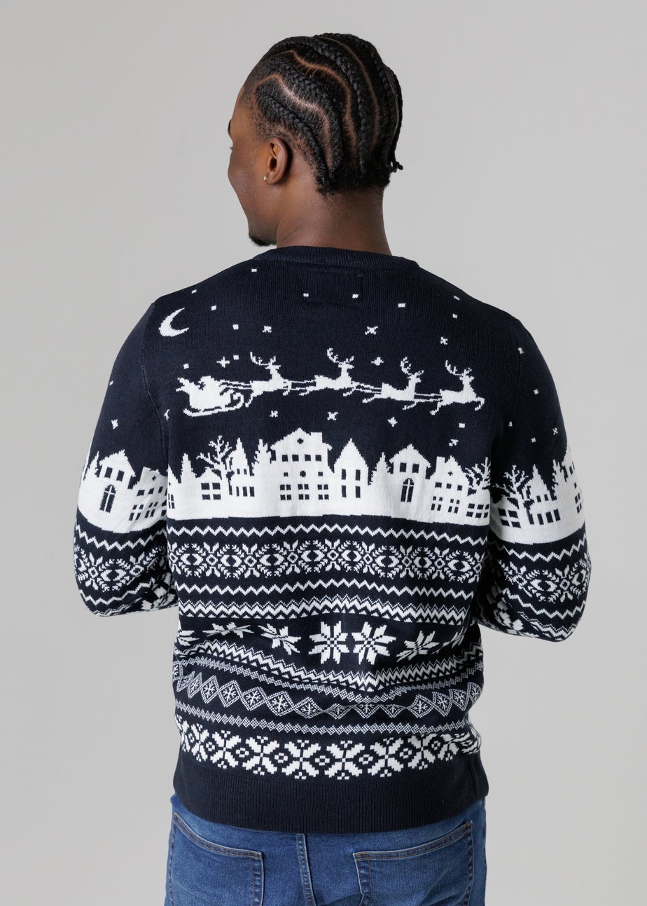 Tokyo Laundry Navy Festive Jacquard Crew Neck Jumper