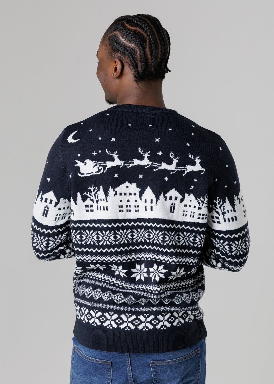Tokyo Laundry Navy Festive Jacquard Crew Neck Jumper