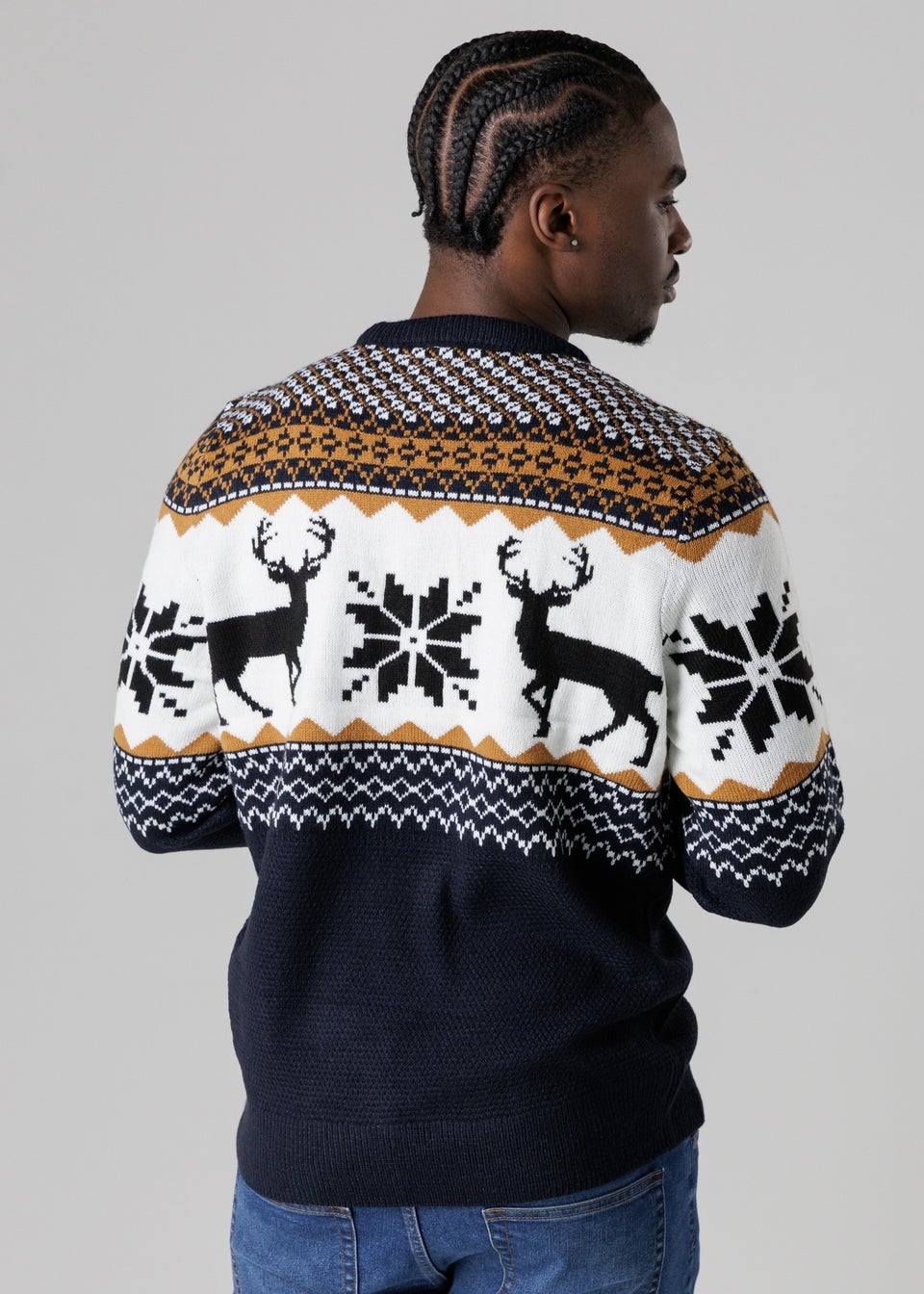 Tokyo Laundry Navy Festive Jacquard Crew Neck Jumper
