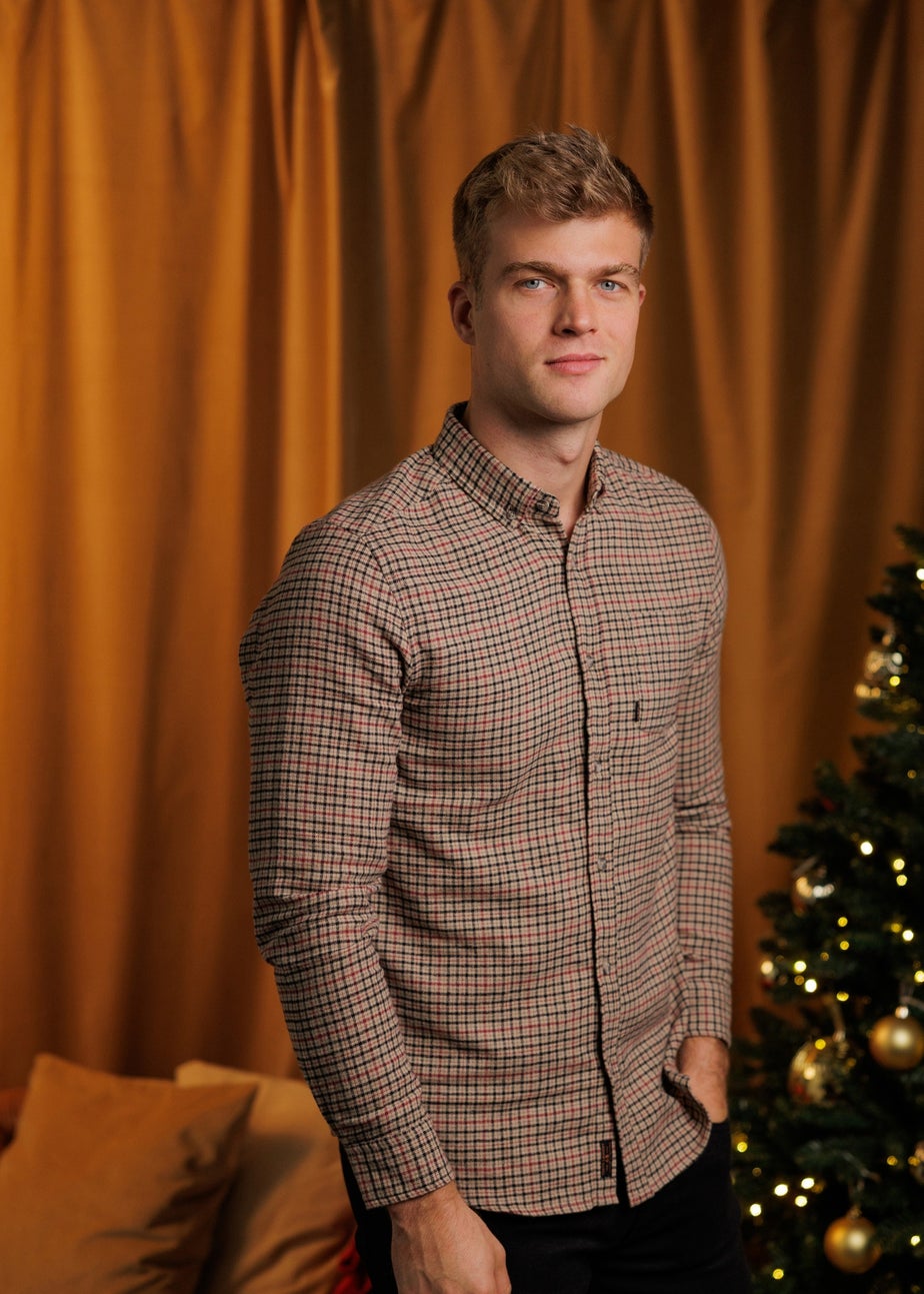 Tokyo Laundry Tan Cotton Printed Long Sleeve Shirt