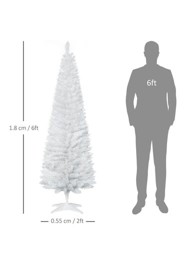 HOMCOM White 6FT Slim Christmas Tree