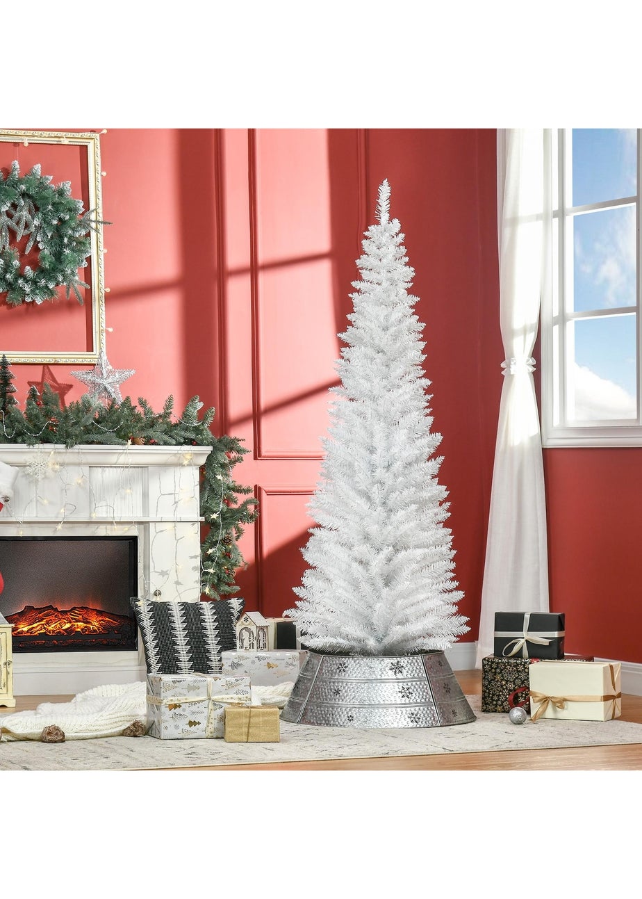 HOMCOM White 6FT Slim Christmas Tree