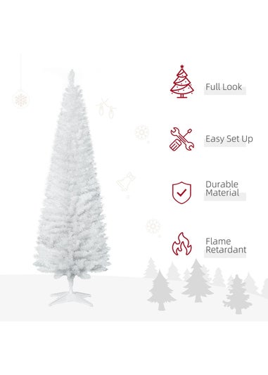 HOMCOM White 6FT Slim Christmas Tree