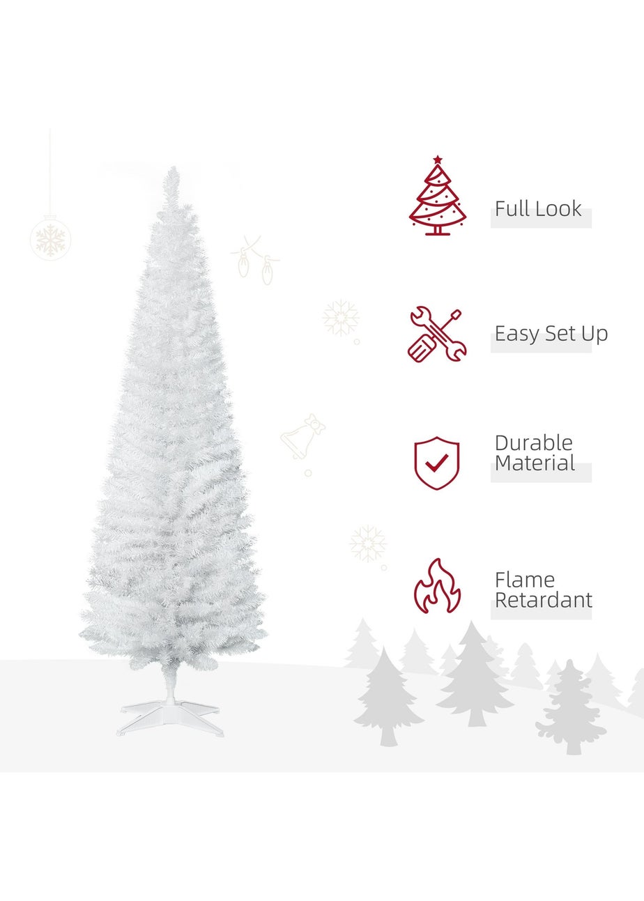 HOMCOM White 6FT Slim Christmas Tree