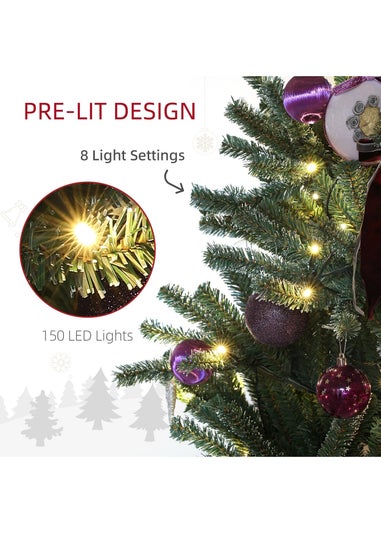HOMCOM 6FT Pre-Lit Christmas Tree