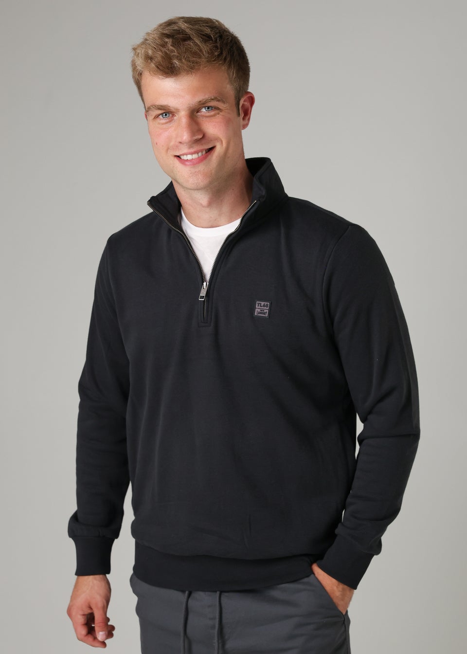 Tokyo Laundry Black Cotton Blend Quarter Zip Sweatshirt
