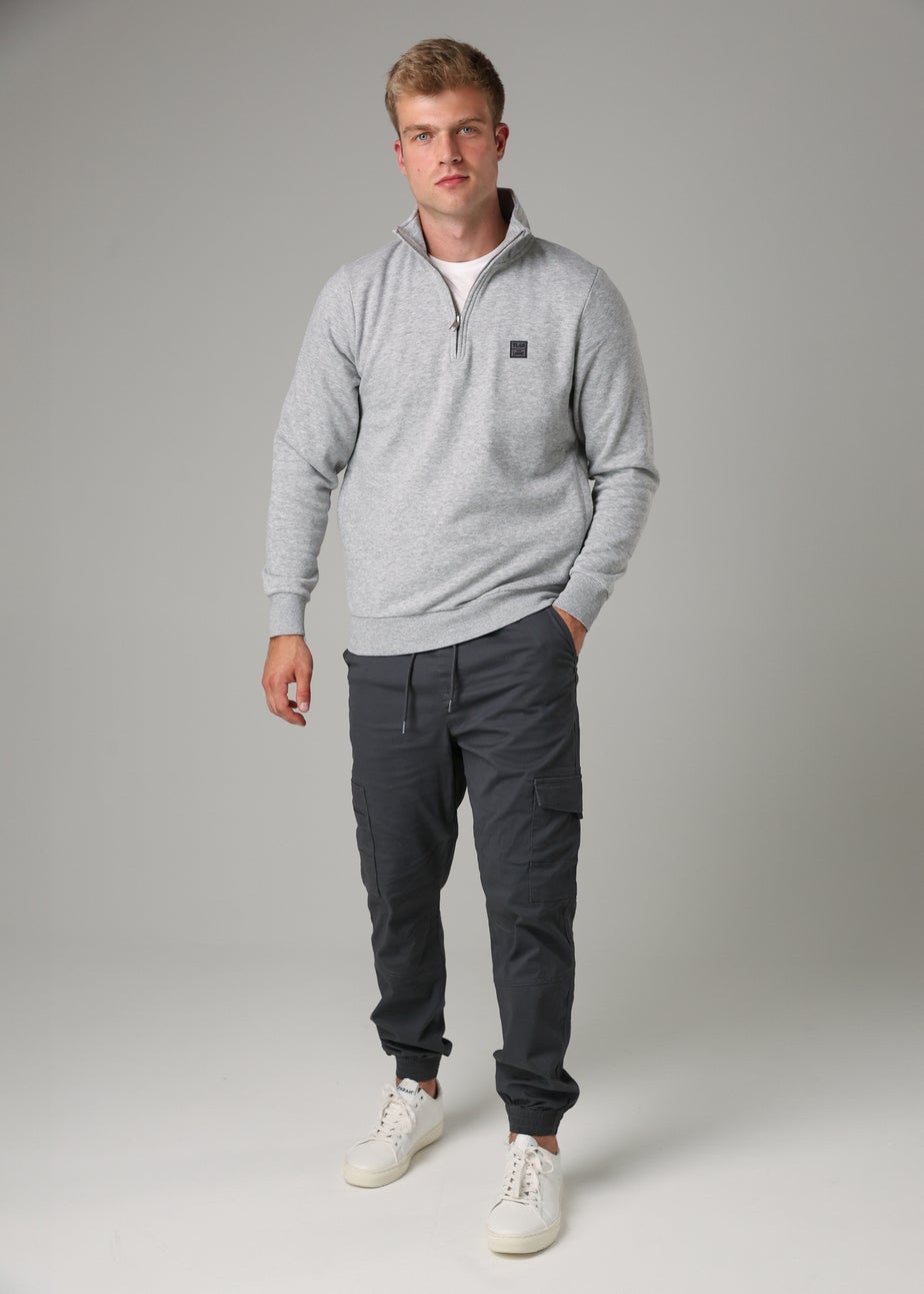 Tokyo Laundry Light Grey Cotton Blend Quarter Zip Sweatshirt