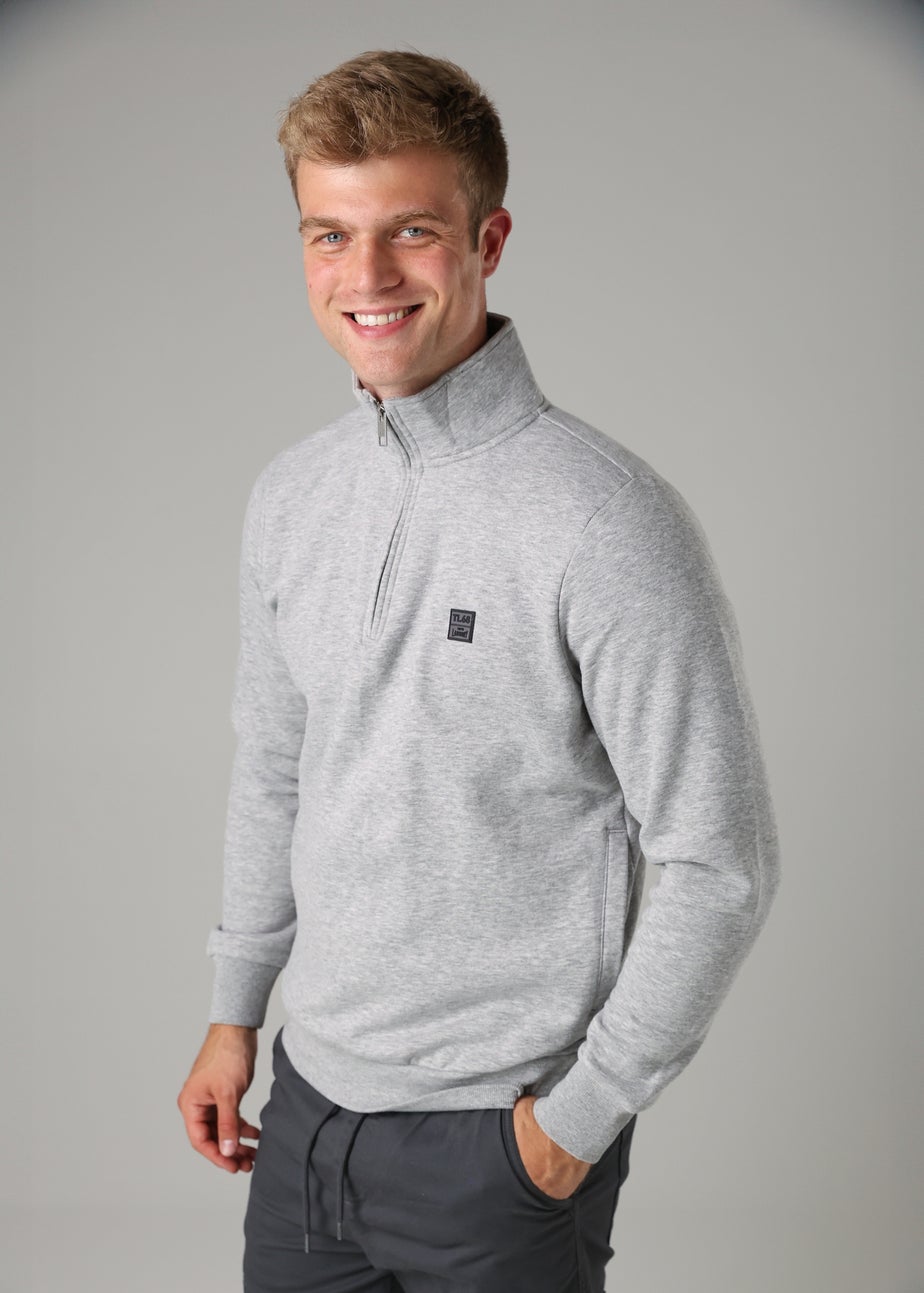 Tokyo Laundry Light Grey Cotton Blend Quarter Zip Sweatshirt