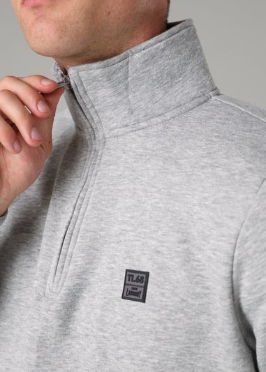 Tokyo Laundry Light Grey Cotton Blend Quarter Zip Sweatshirt