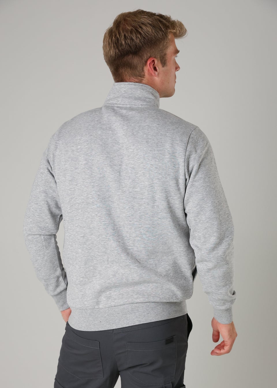 Tokyo Laundry Light Grey Cotton Blend Quarter Zip Sweatshirt