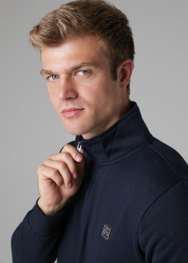 Tokyo Laundry Navy Cotton Blend Quarter Zip Sweatshirt