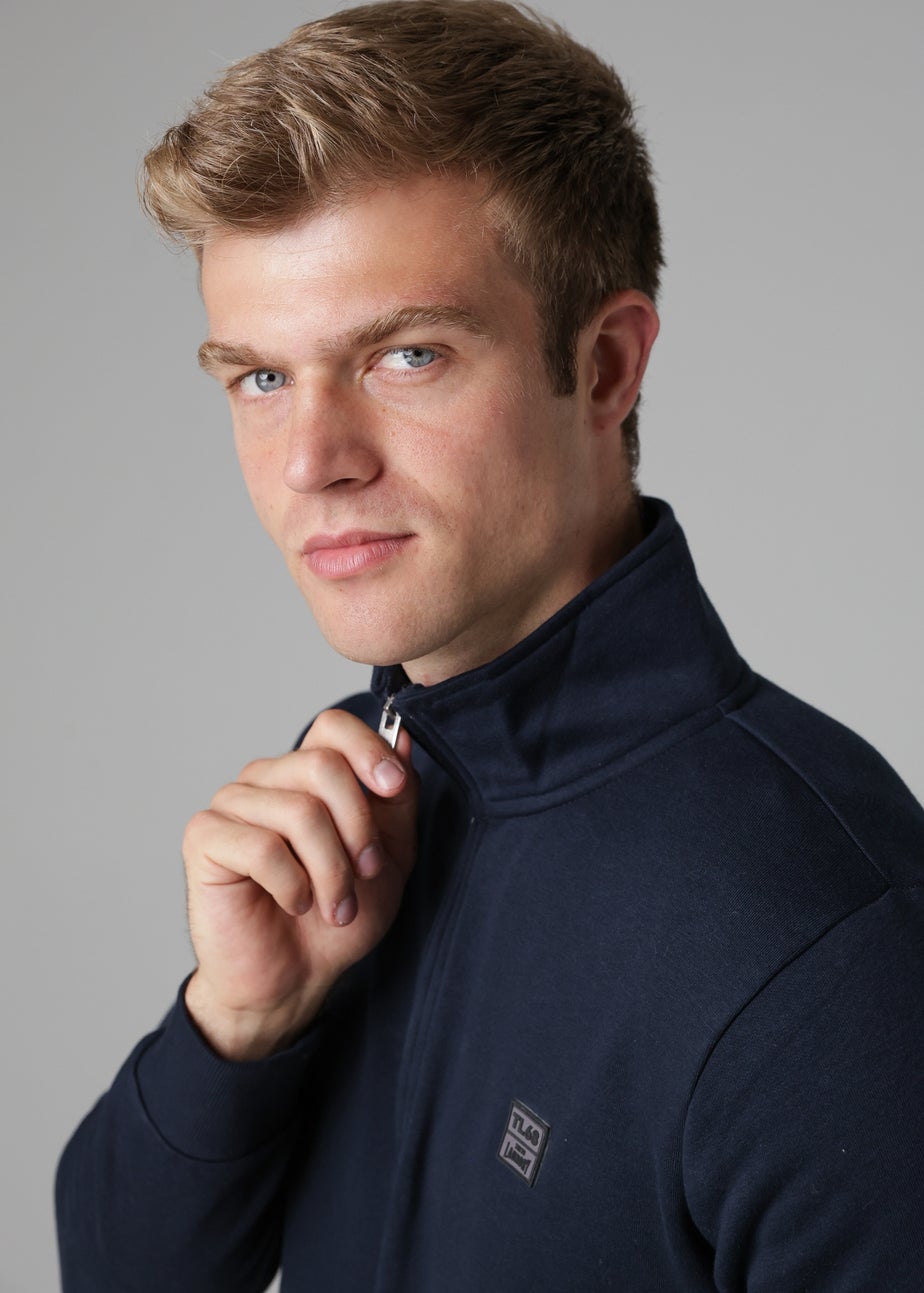 Tokyo Laundry Navy Cotton Blend Quarter Zip Sweatshirt